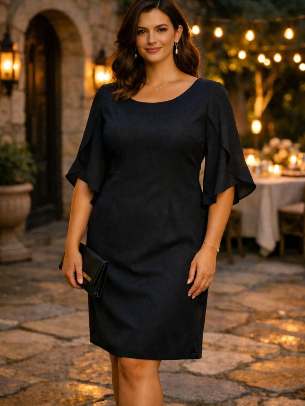 Classic Little Black Dress with Flutter Sleeves Size Medium NWOT